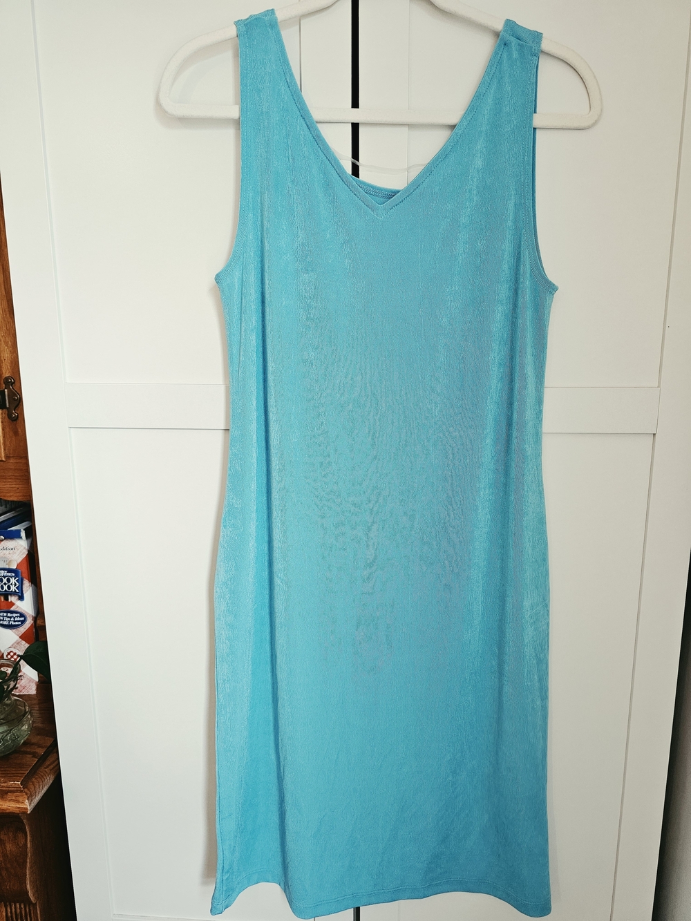 NWT Chico's Travelers Ribbed Tank Dress Aqua Blue Teal Size 1 Midi  Resortwear